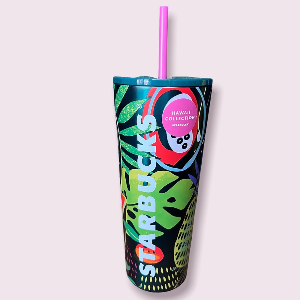 NEW Starbucks Hawaii Metal Tropical Fruit Tumbler Cup 24 oz